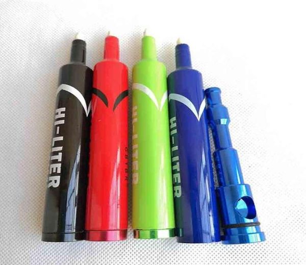 Neueste Hi-Liter-Markierungsstiftpfeifen Metalllöffel Kräutertabak-Zigarettenpfeife mit Kappe Sneak a Toke Click n Vape 49 Zoll 6 Farben Smo4712168