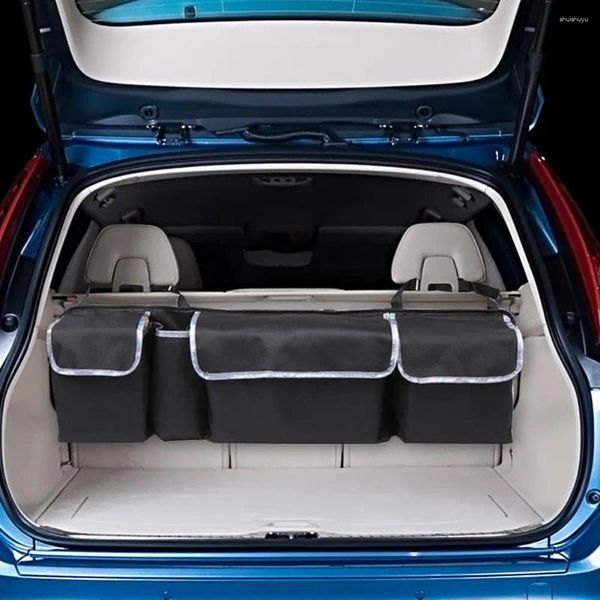 Bolsas de almacenamiento Asiento trasero del coche Bolsillos múltiples Bolsa de artículos diversos Organizador de accesorios del maletero del vehículo Malla de red de cuerda elástica