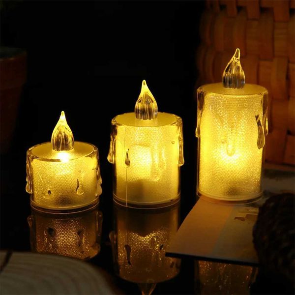 Velas decorativas de natal luz de vela led simulação chama vela papai noel boneco de neve decorativa luz noturna decorações de férias diy