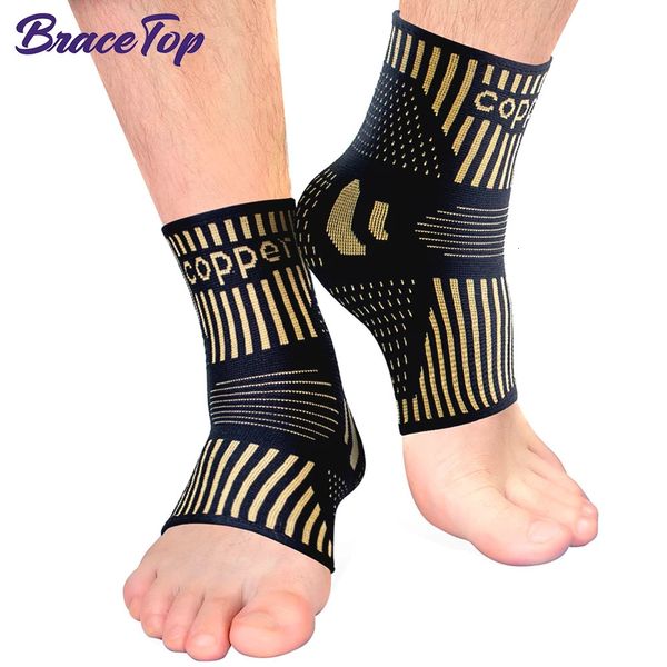 BraceTop 1 Paar Kupfer-Knöchelbandage, Kompressionshülsensocken, Plantarfasziitis, verstauchte Knöchel, Achillessehne, Schmerzlinderung, 240108