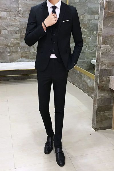 Erkek takım elbise resmi blazer yelek pantolon takım elbise setleri erkek evlilik ofis işi için büyük boy artı 3pcsset 240108