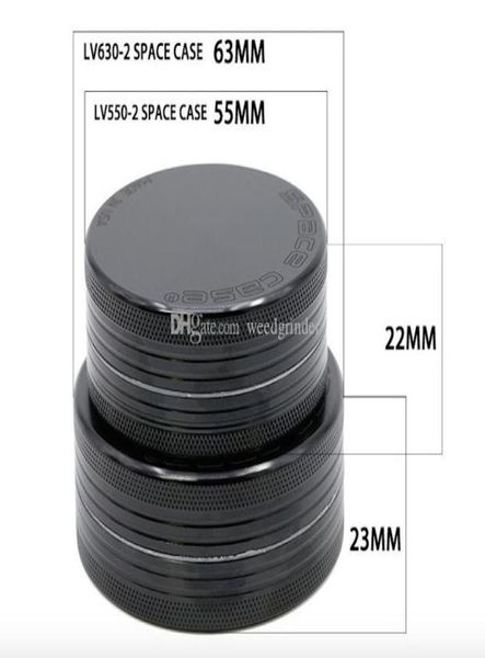 Smerigliatrice per tabacco Space Case da 55mm63mm 2laye per fumare smerigliatrice per erbe in metallo CNC in alluminio 1358588