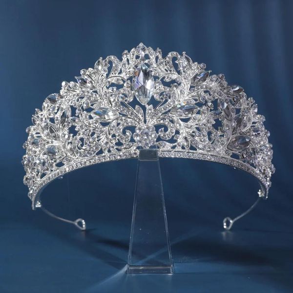 Copricapo Corona da principessa barocca Compleanno Corona di cristallo per adulti Corona da sposa di lusso Copricapo da sposa con rete rossa Accessori per capelli TS0411