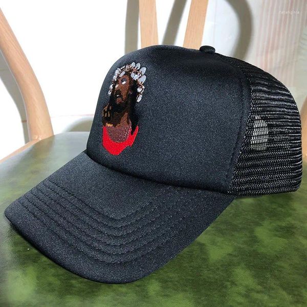 Berretti da baseball da uomo Ritratto con motivo ricamato Cappello per berretto da baseball con bordo piatto Tempo libero Protezione solare per esterni Casquette Homme Marque Luxe