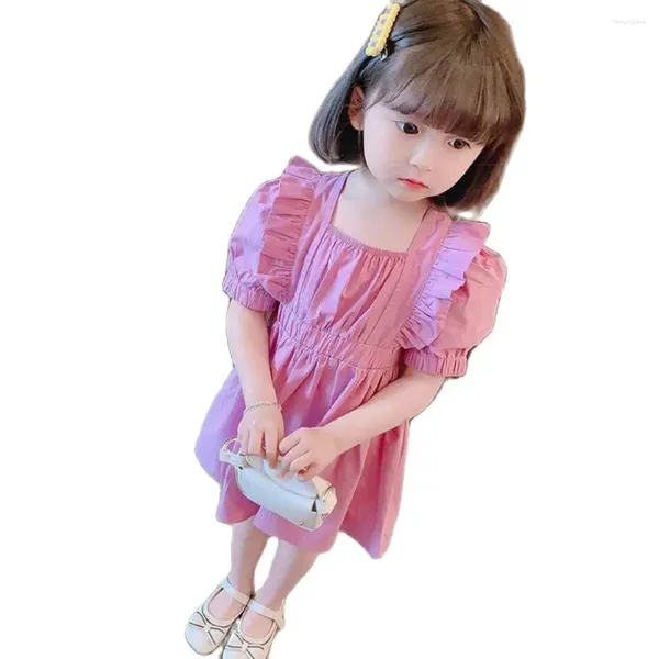 Mädchen Kleider Mädchen Kurzarm Kleid Sommer Kleine Kinder Rüschen Süße Rosa Prinzessin Kinder Kleidung 2-3-4-5-6 Jahre