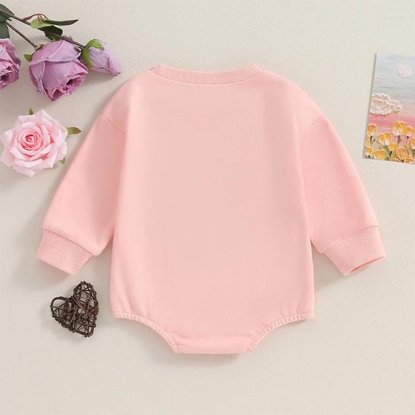 Fumilery Born Bebek Kız Giysileri Mektubu Baskı Büyük Boy Te Sweatshirt Romper Uzun Kollu Kabarcık Bodysuit Sonbahar kıyafetleri