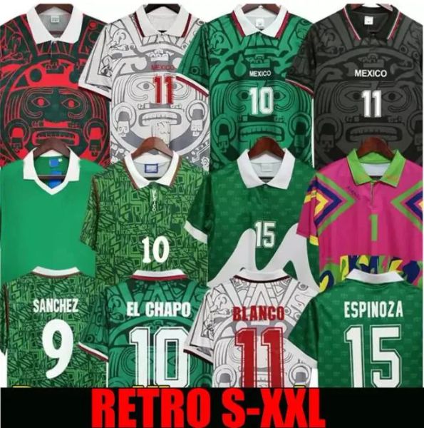 Maglie da calcio retrò Messico 1986 1995 1998 2006 2010 Vintage Top Thailandia Portieri del portiere Blanco Shipt Camit Logo CamiSeta Fubol
