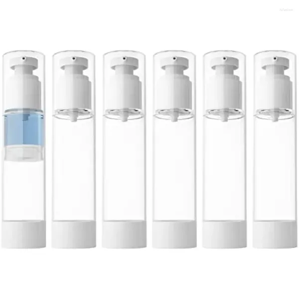 Garrafas de armazenamento 6pcs 15/30/50/80/100ml Clear Airless Cosmetic Cream Pump Travel Size Dispenser Recipientes recarregáveis para óleo de fundação