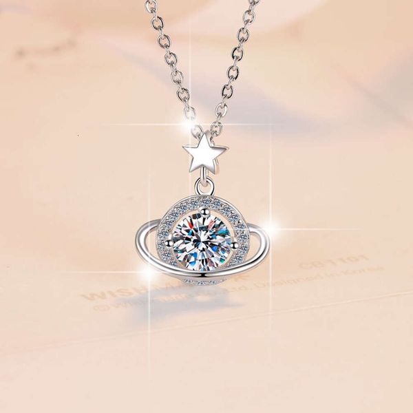 Collana in argento sterling, catena con pendente in mosonite alla moda da donna Fantasy Planet