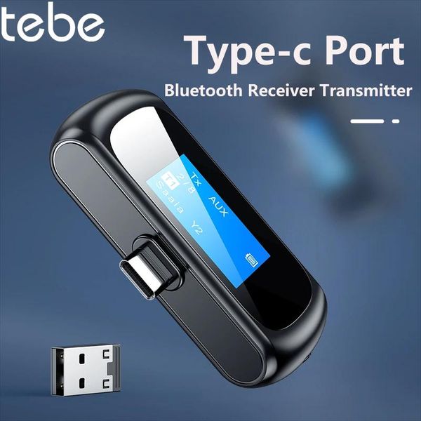 Conectores Tebe Typec Adaptador de áudio sem fio Bluetooth 5.1 Receptor Transmissor com suporte para microfone para Playstaion Nintendo Switch Car TV