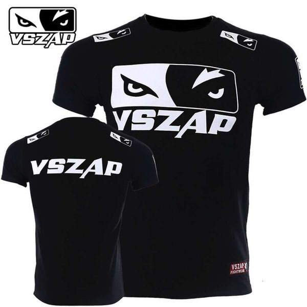 T-shirt Vszap Fiess MMA Combattimento Sanda Thai Boxe Sport Allenamento muscolare Corsa Personalità Occhi di lupo Manica corta