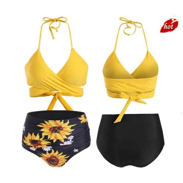 Gucci Prada Louis Vuitton Burberry Versace Fendi Вы Sexy Neue Damen Bademode Bikini Gedruckt Sonnenblume Sommer Damen Brust Tasse Krawatte Gürtel Größe M-XL''gg''YWVR