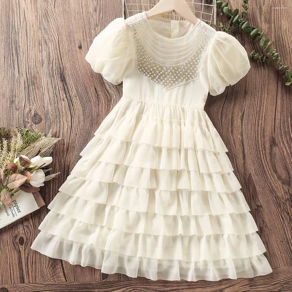 Kız Elbiseler Çocuklar Prenses Dantel Elbise Kızlar için Prom Tutu Chiffon Gençler Giyim Yaz Düğün Lolita Vestidos 4 6 8 10 12 Yıl