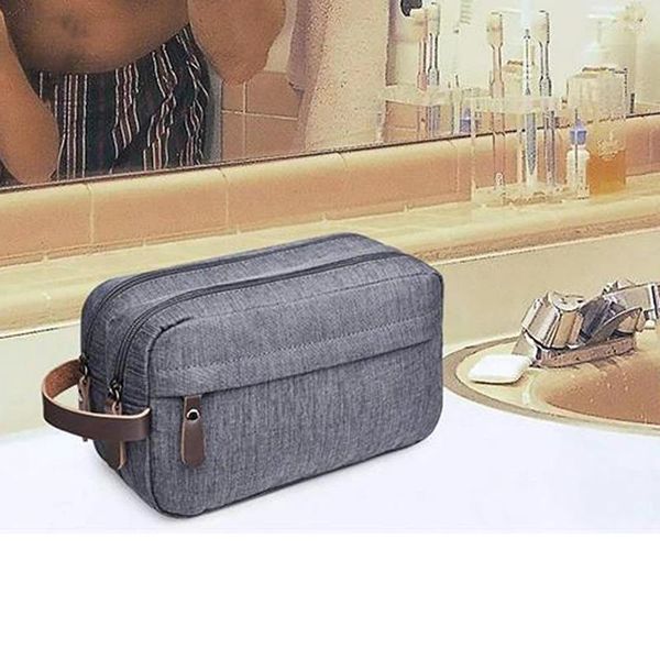 Sacos de cosméticos Bolsa de nylon casual com manipulação de couro Homens Men lava a barbear women story storage Organizador à prova d'água 2024