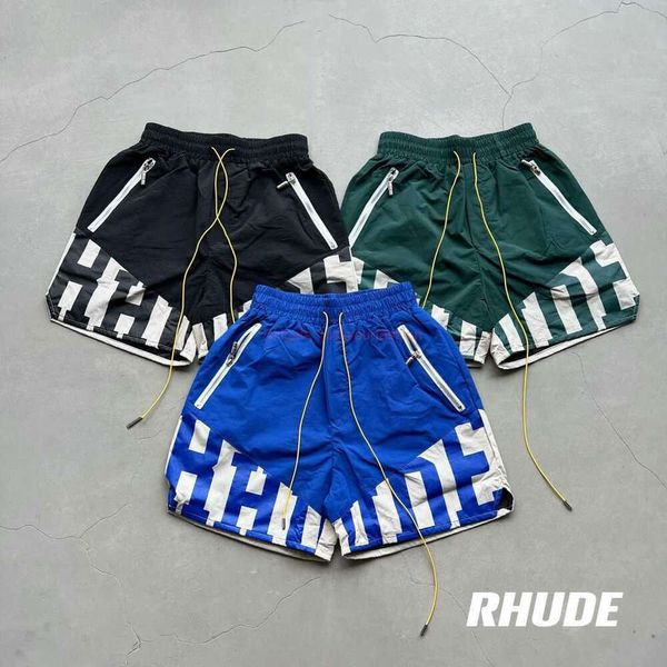 B6M1 Herren-Shorts, Designer-Shorts, modisch, Freizeitkleidung, Strand, eingemacht, Rhude 23fw, High Street, Schwerindustrie, gespleißt, gewebt, Paar, lose Capris, Jogger, Sportbekleidung o