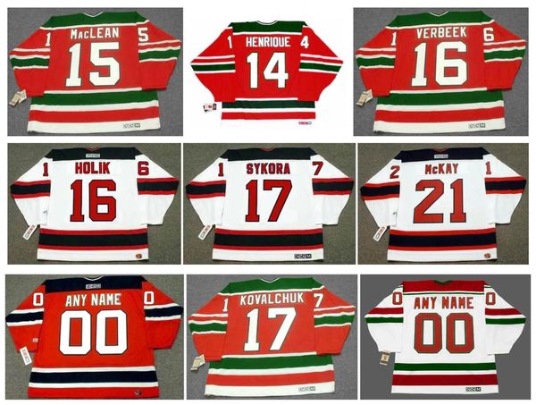 Devils JOHN MacLEAN New Jersey CCM Throwback Hockey Jersey PAT VERBEEK ADAM HENRIQUE BOBBY HOLIK ILYA KOVALCHUK RANDY McKAY PETR SYKORA Rot