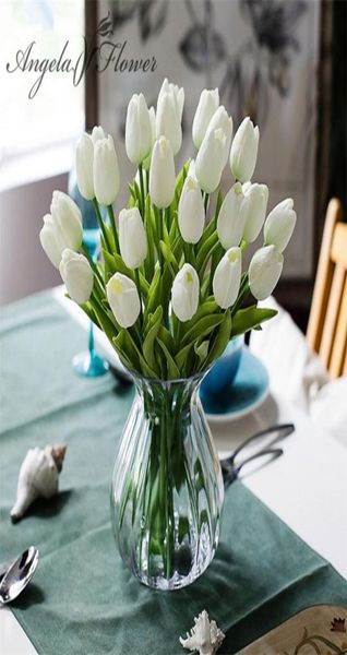 31PCSLOT PU Mini Tulip Flower Real Touch Bouquet di fiori da sposa Fiori di seta artificiali per la decorazione domestica del partito 2103174398646