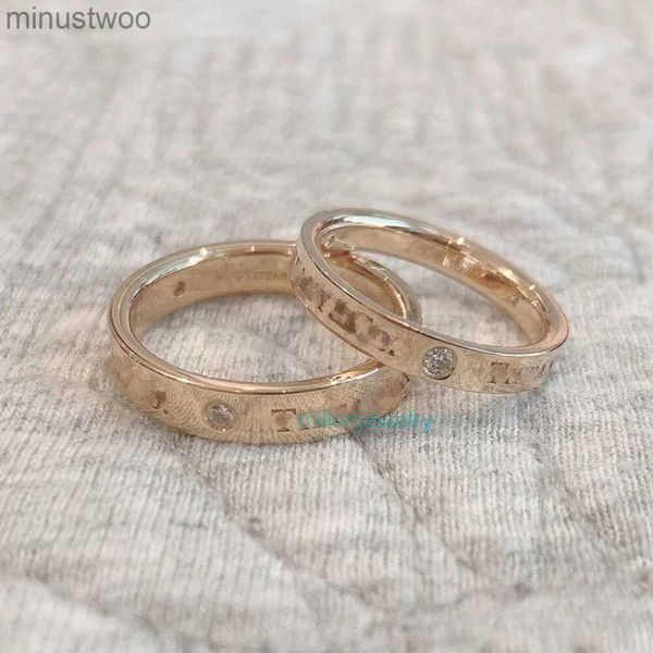 Ювелирные изделия Кольца t Классическое кольцо с тремя бриллиантами для пары, пара инкрустированных розовым золотом для мужчин и женщин с индивидуальным трендом SBJH F45S
