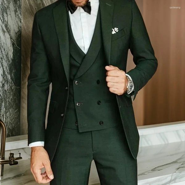 Herrenanzüge Italienisch für Männer Slim Fit Trauzeugen Hochzeit Bräutigam Smoking 3 Stück Business-Jacke mit zweireihiger Weste und Hose 2024