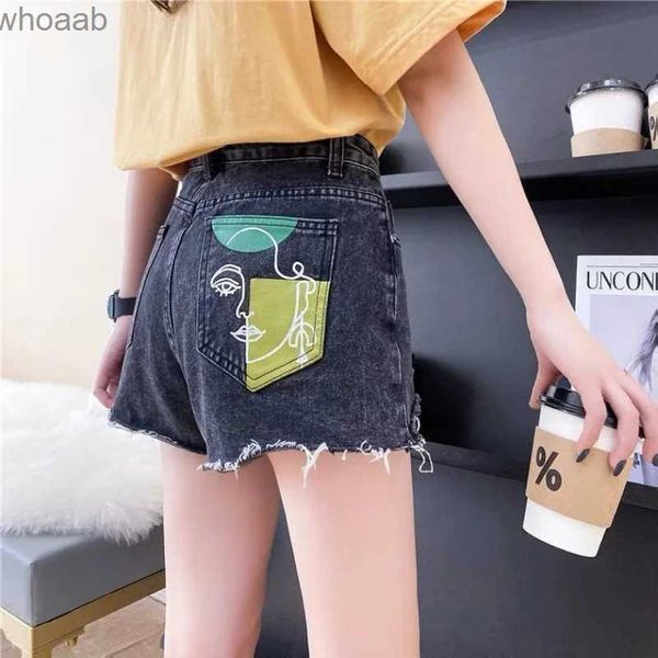 Shorts femininos justos anime shorts jeans femininos skinny estampa fofa kawaii mini gráfico booty sexy calças curtas para mulher usar jeans fashion xl yq240108