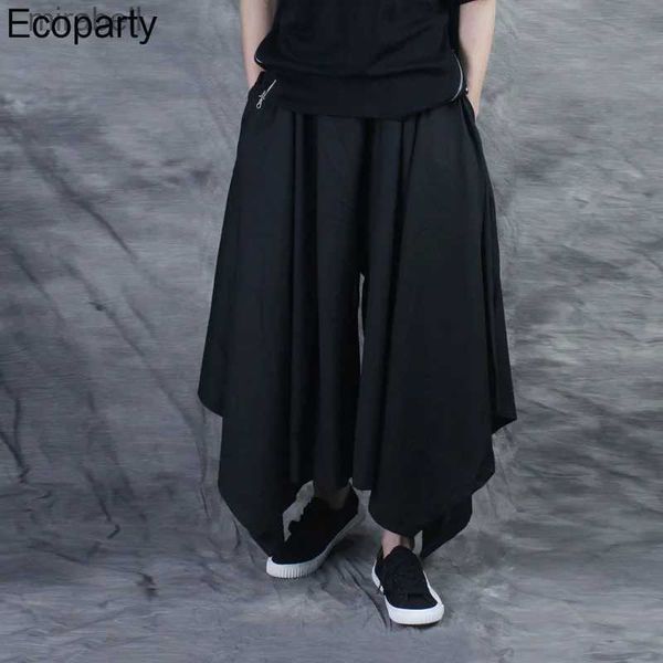 Pantaloni da uomo 2022 Moda uomo Pantaloni stile harem Nero Elastico in vita Punk Pantaloni irregolari Pantaloni da jogging Harajuku Hip Pop Streetwear Culottes per uomo YQ240108