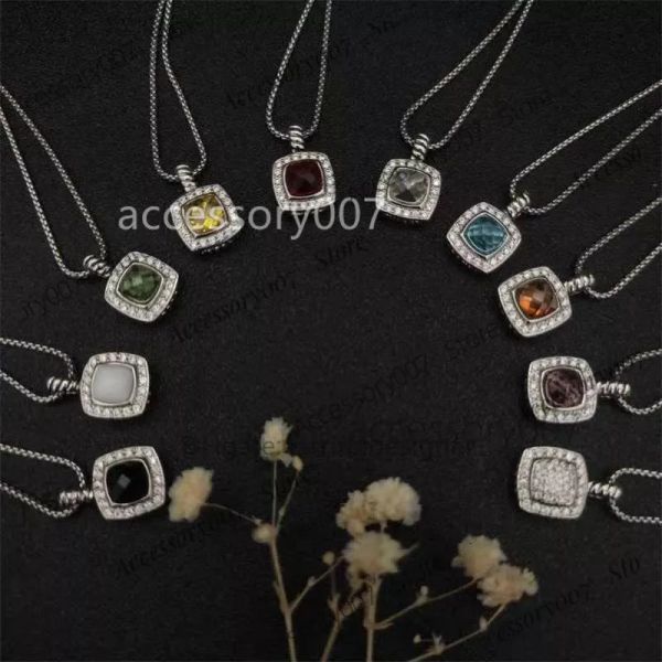 collana di gioielli firmati Collane di lusso firmate Dy 18k placcato oro Argento sterling 925 Quadrato pieno di diamanti Collana con etichetta di design di moda Gioielli per coppie