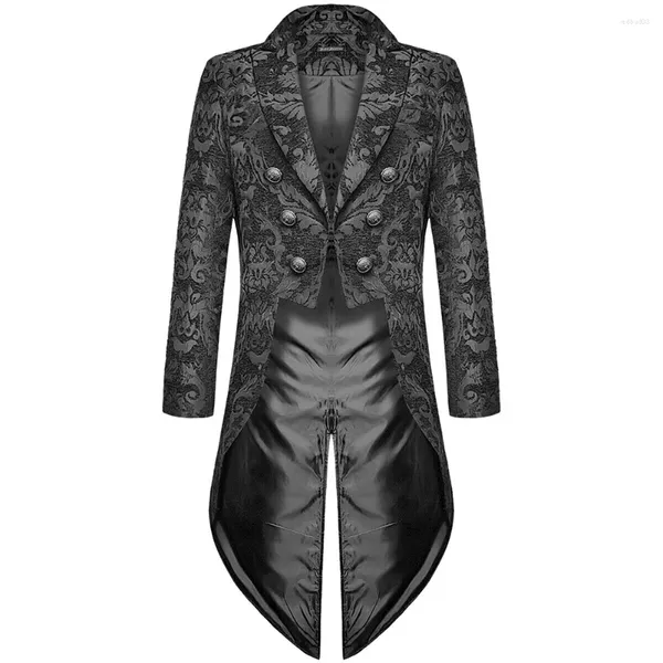 Jaquetas masculinas cosplay traje para homens vintage steampunk trench coat jaqueta tema medieval quente e confortável cor de ouro preto