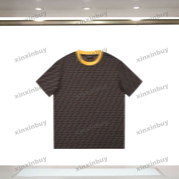 Xinxinbuy 2024 Erkekler Tasarımcı Tee T Shirt Roma Çift Mektup Baskı Kadınlar Siyah Beyaz Kırmızı Sarı Mavi XS-3XL