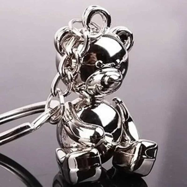 Schlüsselanhänger aus Metall, beweglicher Teddybär-Schlüsselanhänger, ich liebe dich, 3D-Tierlegierung, KerWomen-Auto-Handtaschen-Charm-Zubehör für Mädchen-Schlüsselanhänger S165 J240108