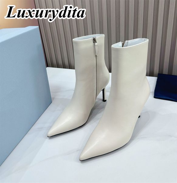 Stivali lunghi da donna di design di alta qualità stivali lunghi di lusso con suola spessa tacco alto gamba Martin stivali moda in pelle sopra stivaletti sopra calzini al ginocchio stivale tacco triangolo YMPR 0083