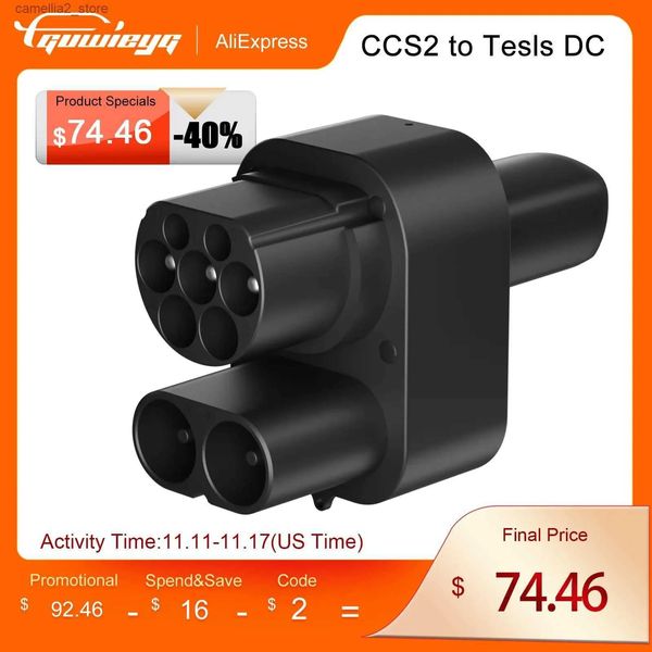 Acessórios Acessórios para veículos elétricos CCS2 para NACS VEÍCULO VEÍCELO EV CONECTOR EV CONECTOR COMPATÍVEL COM CCS2 para TESLA Adaptador Q231113