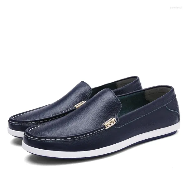 Scarpe eleganti 2024 Mocassini da uomo Moda Vera pelle Casual Slip piatto - Su Calzature da guida Scarpe da barca Comode pigre maschili