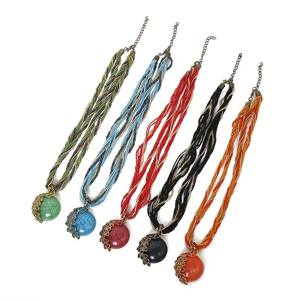 Böhmische Halskette im ethnischen Stil, Retro-Pfau-Anhänger, Halskette für Damen, Party-Dekoration, Mode-Accessoires