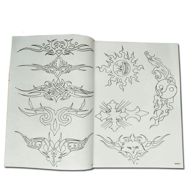 Tatuagem Totem Padrão Livro Homens e Mulheres Moda Pequenas Tatuagens Design Tatoo Modelo Po Álbum Manuscrito Bordado Desenho 240108