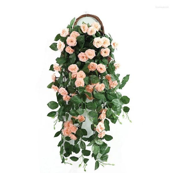 Dekorative Blumen 25 Köpfe Rose Künstliche Rebe Wand Hängenden Korb Simulation Gefälschte Blume Für Hochzeit Garten Outdoor Party Dekoration