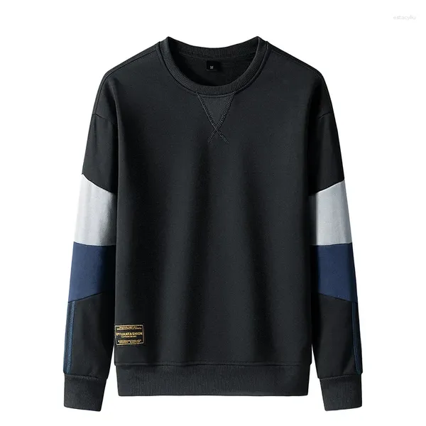 Felpe con cappuccio da uomo 2024 maglione autunnale pullover di colore a contrasto girocollo moda abbigliamento casual di marca allentato