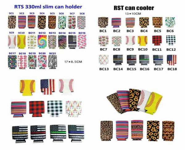 Can Slim Slim Can Beer Izatorlar Premium Neopren Breaker Soğutucu Katlanabilir Kola Şişe Bira Koozies Kaktüs Leopard Can Coole3886806