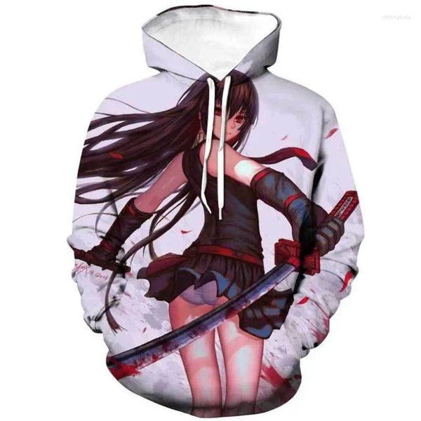 Erkek Hoodies 2024 Moda Anime Stili Akame GA Kill! 3D Baskı Unisex Sonbahar Modaya Gizli Sweatshirt Hip Hop Külot Hoodie