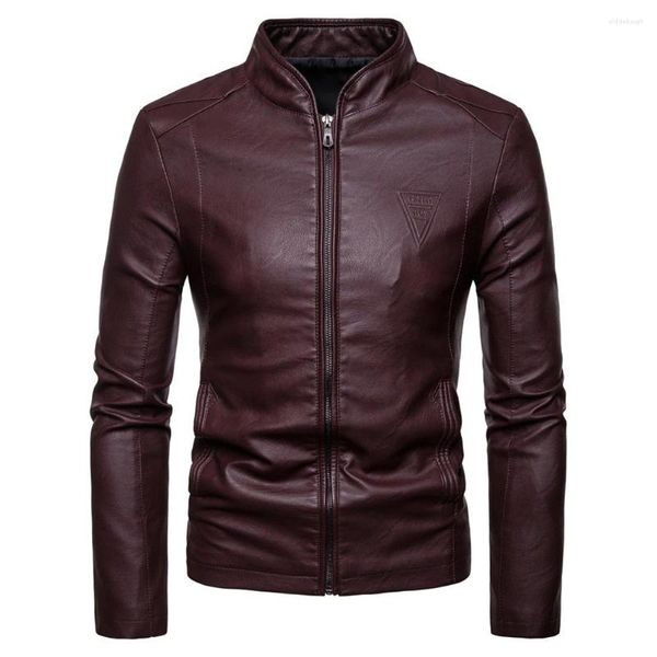 Herrenjacken Herren Leder Langarm Slim Fit Jacke PU Reißverschluss Biker Vintage Retro Mantel Winddichte Motorradhemden