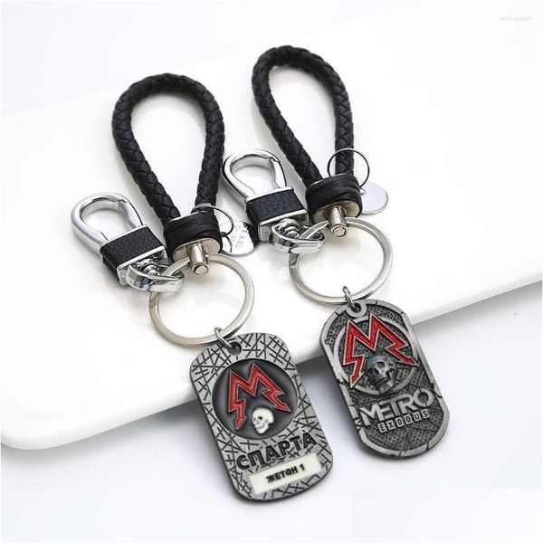 Chaveiros Lanyards Chaveiros PC Jogo Metro Exodus 2033 Chaveiro Dog Tag Pingente Chaveiro Homens Carro Metal Chaveiros Charme Presentes Para Ki Dhbcc