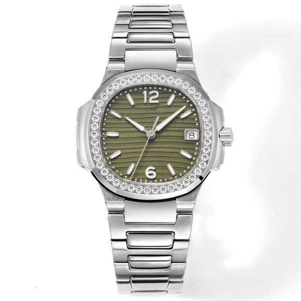 Relógio de diamante feminino ultrafino suíço importado movimento de quartzo 32mm relógio masculino clássico negócios safira designer à prova d'água luxes pulseira de aço inoxidável
