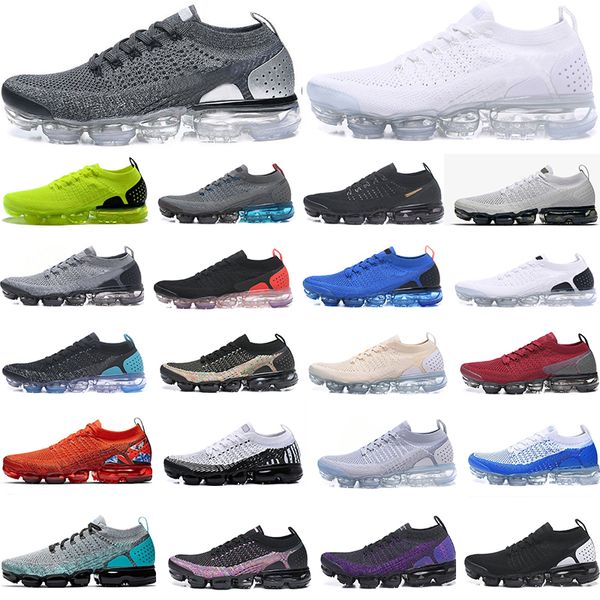 Vapores Fly 2.0 Knit Running Shoes Clássico Homens Mulheres Almofada Triplo Preto Branco Vela Oreo Midnight Roxo Chaussures Sports Air Trainers Designer Sneaker