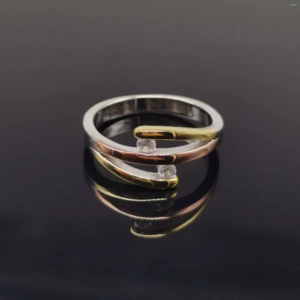 Cluster-Ringe Fabrik Großhandelspreis Reiner 925er Silberring mit eingelegtem Zirkon-Dreischicht-Design für Männer und Frauen