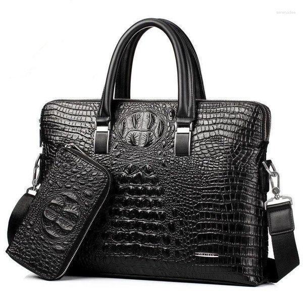 Портфели мужские брендовые с узором крокодила дизайнерская сумка из искусственной кожи аллигатора деловая офисная сумка для ноутбука мужская винтажная сумка 2024