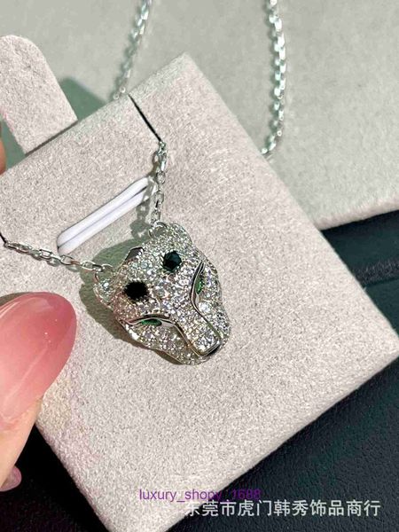 Colar de amor de pneus de carro designer para mulheres One Night Leopard Rich Green Full Diamond Head Colar 925 Material de prata esterlina feminino com caixa original