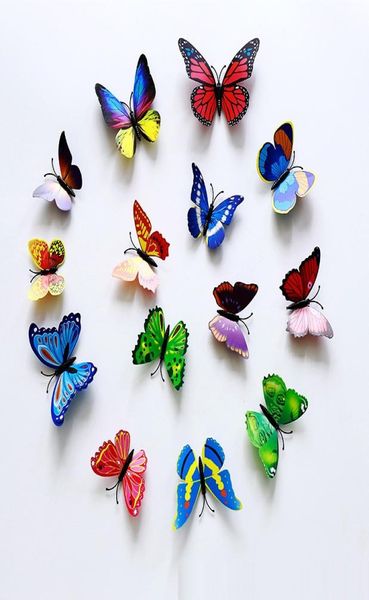 3D-Schmetterling-Wandaufkleber, simulierte Schmetterlinge, 3D-Schmetterling, Doppelflügel, Wanddekoration, Kunstaufkleber, Heimdekoration, 4486299