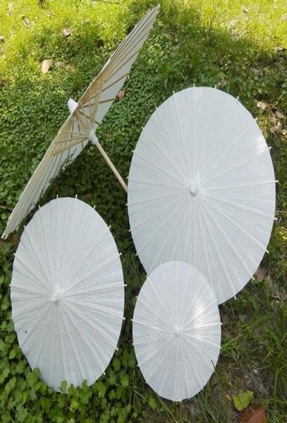 Ombrello di carta Cina Giappone diametro 40 cm Ombrellone tradizionale Cornice di bambù Manico in legno Ombrelloni da sposa Ombrello artificiale bianco4023861