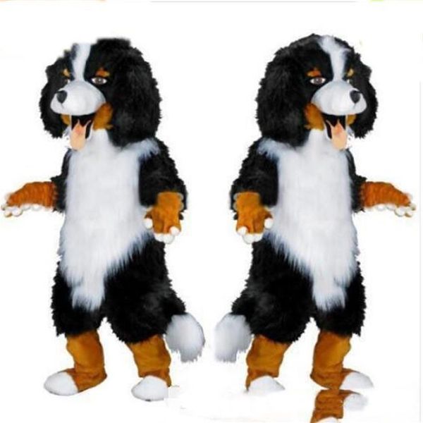 2018 design personalizado branco preto ovelha cão mascote traje personagem dos desenhos animados vestido extravagante para fornecimento de festa adulto size251v