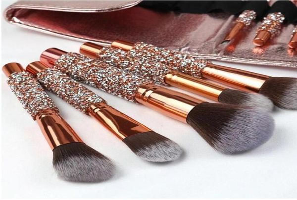 Kit de pinceaux de maquillage diamant pour femmes, outil de maquillage pour mélange de Contour, fond de teint, fard à paupières, avec sac cosmétique, 10 pièces, 1110067