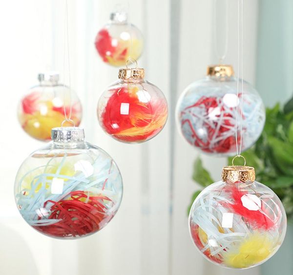 Decorações de árvores de natal bola redonda vazia plástico claro bauble diy pendurado ornamento de árvore de natal 6810cm artesanato suprimentos7922529